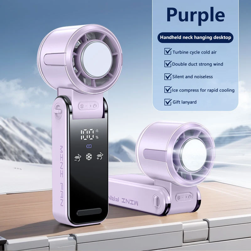 (morado, Helado) Ventilador De Turbina De Enfriamiento, Alta Velocidad, Potente Carga Eléctrica Usb, Pantalla Digital Led.