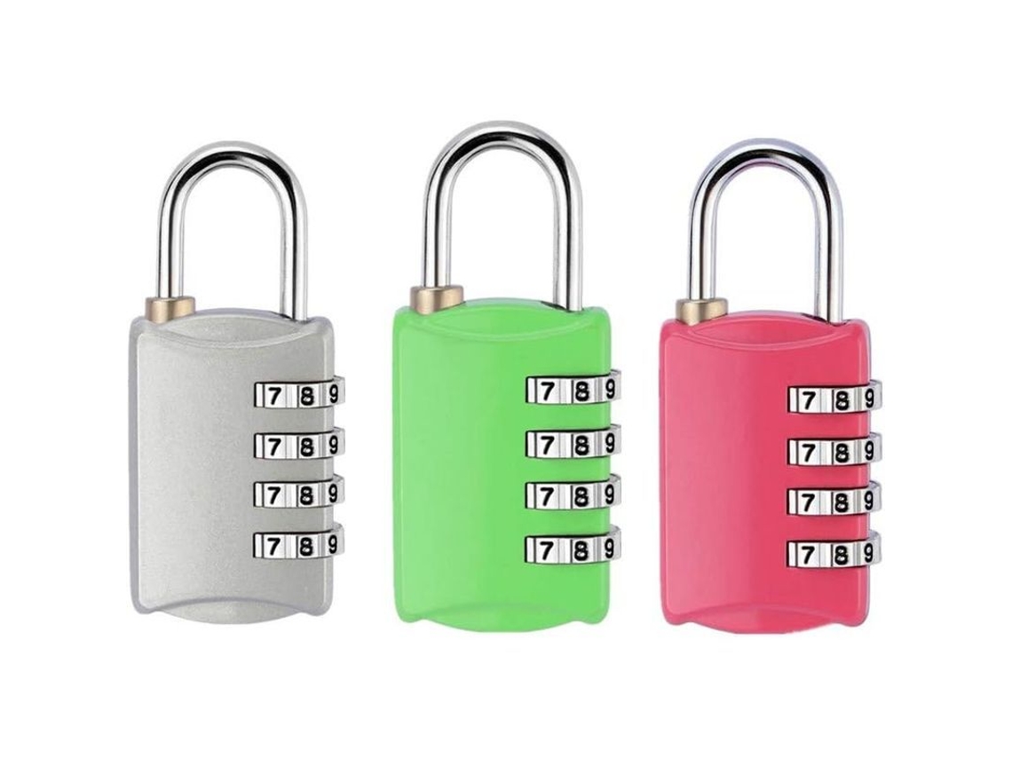 Candado De Combinación De 3 Piezas, 4 Dígitos - Antirrobo, Cincado, Ideal Para Taquillas, Equipaje, Colegio