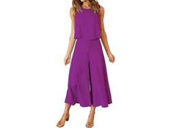 2026-conjunto De Verano Para Mujer Roylamp: Blusa Corta Cuello Redondo Y Pantalones Anchos Cropped
