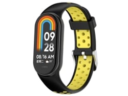 Bracelete Para Xiaomi Smart Band 10/9/8 - Silicone Bicolor - Plugue De Metal Preto E Amarelo