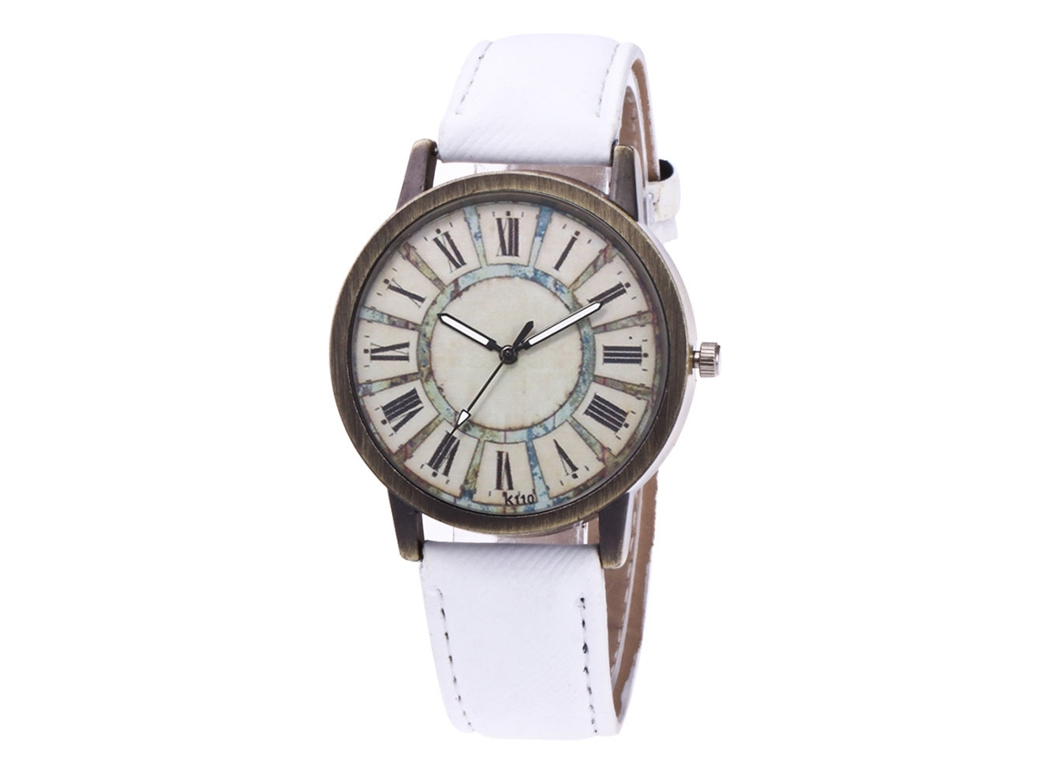 Reloj De Pulsera De Cuarzo Unisex Con Correa De Jean Y Dial Romano Zhoulianfa Blanco