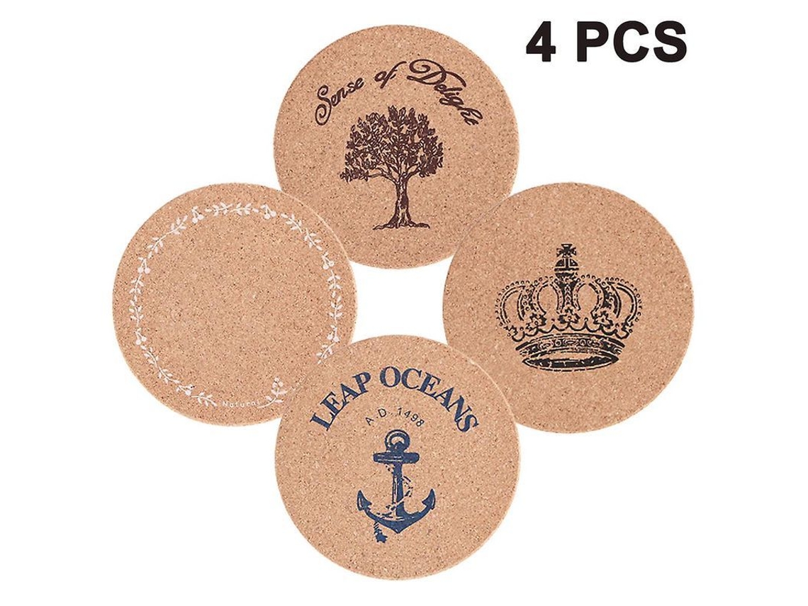 Juego De 4 Salvamanteles Redondos De Corcho, De 19 Cm X 1 Cm, Para Macetas, Jarrones Y Plantas.