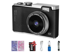 Câmera Digital Infantil Tela de 2.4 Polegadas 4K Hd Câmera Ccd Compacta 32Gb Preta 