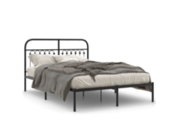Maison Exclusive - Estructura Cama Sin Colchón Con Cabecero Metal Negro 135x190 Cm