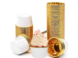 2026da-linjou 50 Copos De Muffin Desechables Antiadherentes De Papel Blanco/oro Para Cupcakes