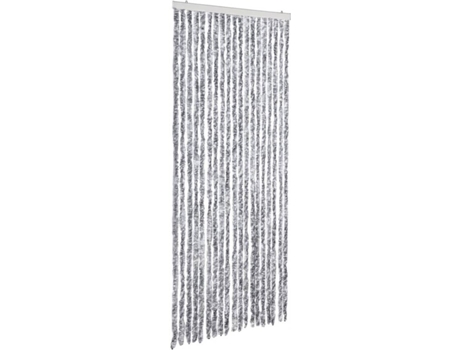 vidaXL Cortina mosquitera blanco y gris chenilla 56x200 cm