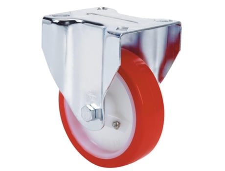 Rueda fija 17zv150-po nylon blanco-poliur.rojo eje liso ALEX