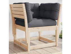 Sofá esquinero de jardín con cojines, madera maciza de pino, DKD Home Decor