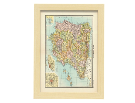 NACNIC Pósters Geográficos En Vintage Mapa De La Península Ibérica Ilustraciones De Antiguos Mapamundis En Tonos Sepia Tamaño A3 Con Marco Negro