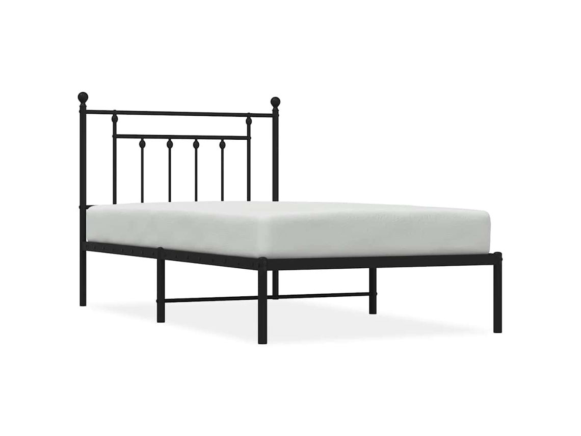 Maison Exclusive - Estructura Cama Sin Colchón Con Cabecero Metal Negro 100x190 Cm