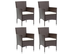 Sillas de comedor de jardín, 4 piezas, mimbre sintético marrón, DKD HOME DECOR