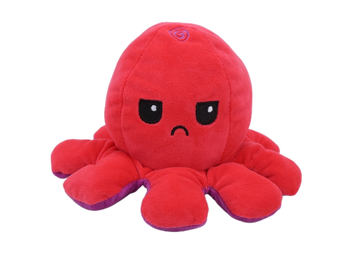 Bjww-Polvo de Pelúcia Dupla Face Reversível com Núcleos Variados Brinquedo para Bebês (Rosa Roxo Vermelho)