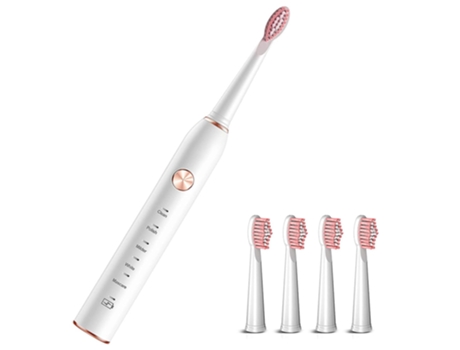 Cepillo de dientes eléctrico sónico recargable con cabezales de cepillo (blanco)