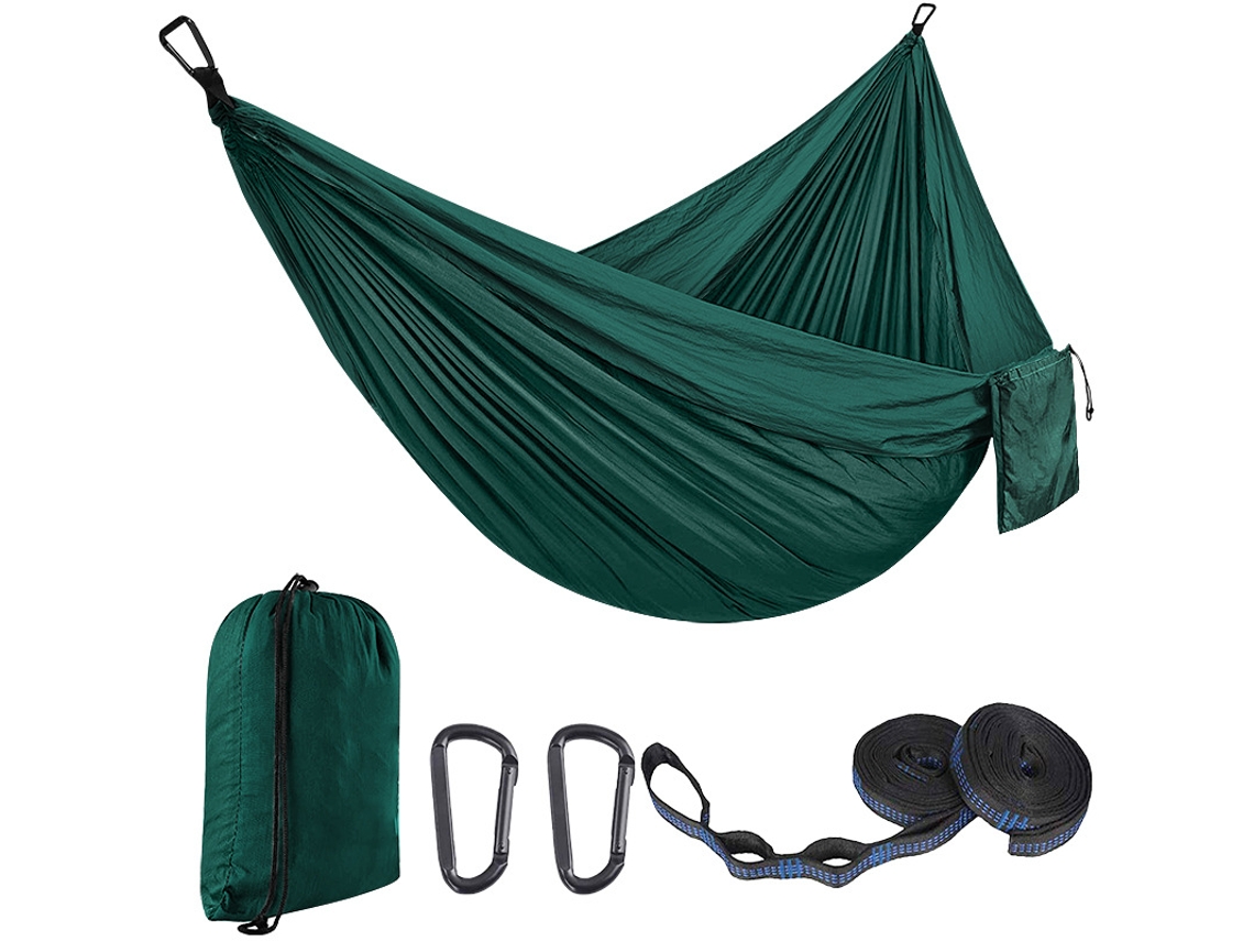 Hamaca Individual Chrui Con 51 Correas Y Mosquetón, 270 X 140 Cm (verde Oscuro)