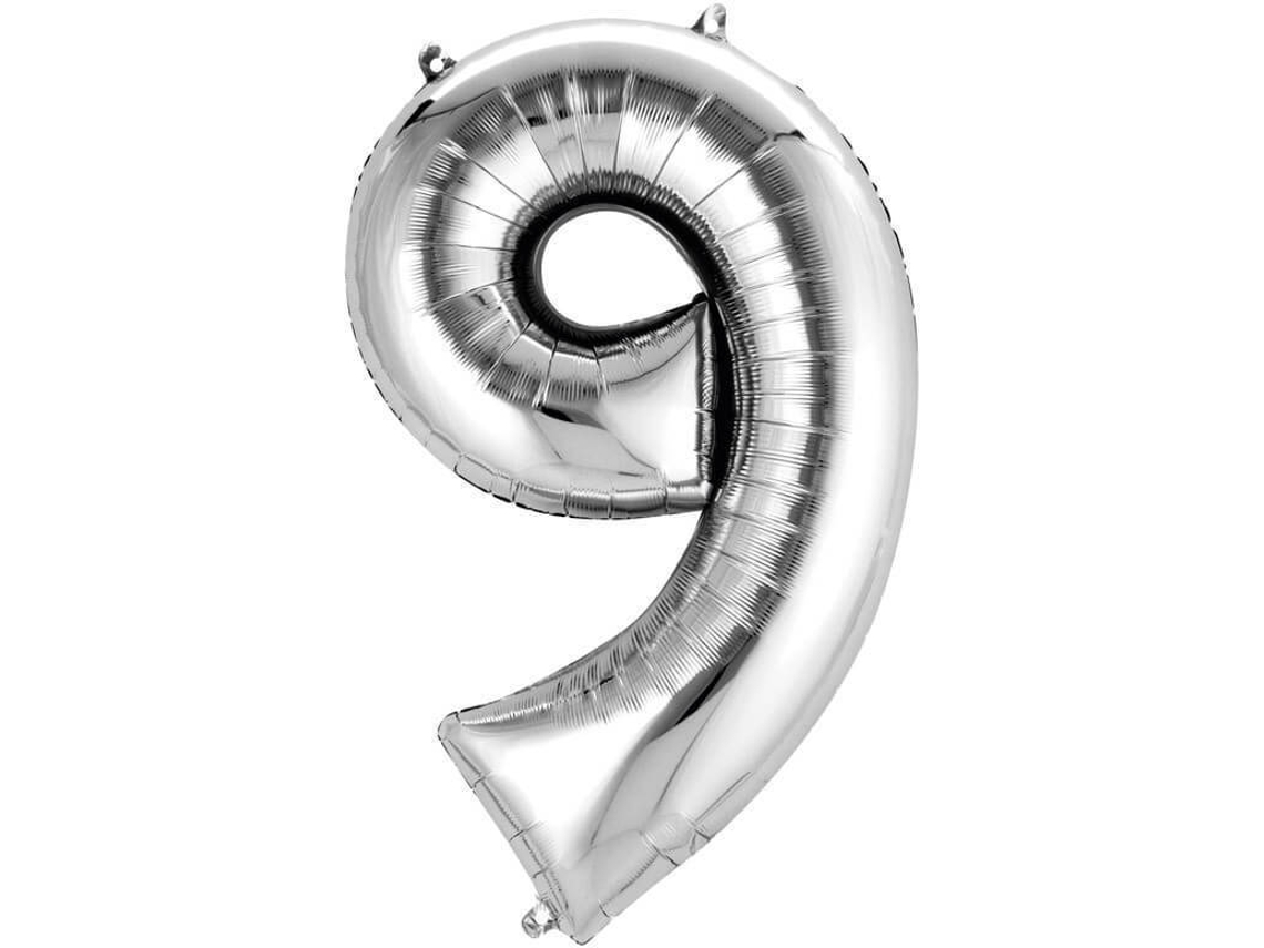 Globos DISFRAZZES (Plateado - 55 x 86 cm) Número 9