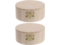 Juego 2 Cajas Redondas Madera Hechas Joyería Organizador Joyas Pequeño Elegante Tamaño Compacto Guardar