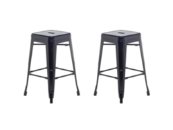 Conjunto de 2 bancos de bar BELIANI Cabrillo de Aço Preto 42x42x60