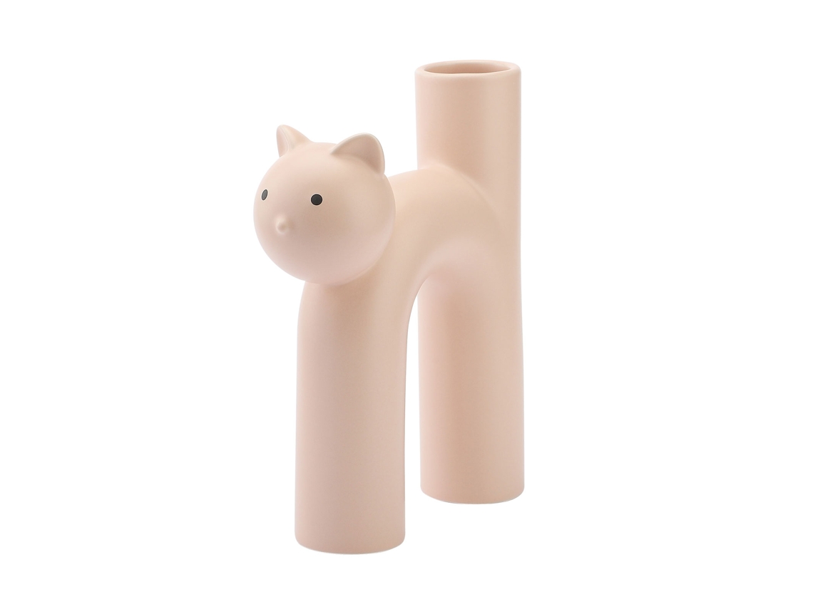 Maceta cilíndrica rosa con forma de gato Cornus Mate