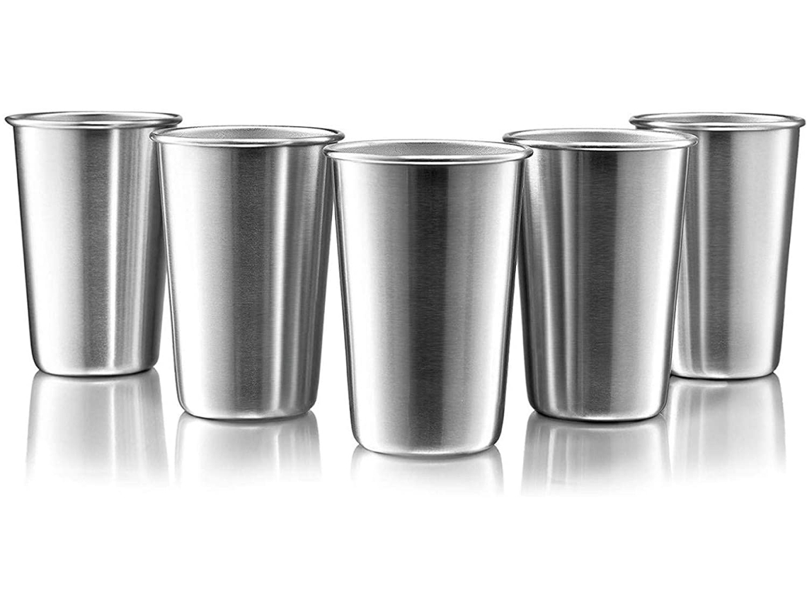Vasos de acero inoxidable de primera calidad, vasos apilables duraderos para uso diario, ahorradores de espacio y ecológicos, ideales para viajes y campamentos.