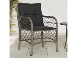 Sillas de jardín con cojines, 2 unidades, mimbre sintético gris, Dkd Home Decor