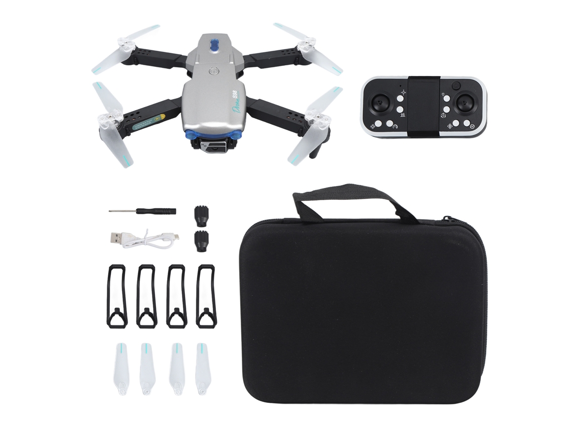 Dron Cuadricóptero Plegable Con Control Remoto, Cámara Dual 4k, Sistema Para Evitar Obstáculos Y Luces Led. Apto Para Mayores De 14 Años.