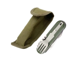 Juego De Utensilios De Camping Multifuncionales, Plegables Y Desmontables, De Acero Inoxidable Con Funda De Nailon.
