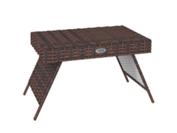 Mesa De Jardín Plegable De Ratán, Resistente A La Intemperie, Marrón, 60x41x41cm