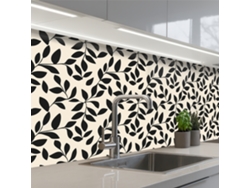 Salpicaderos De Cocina Elegante - Estampado - Negro - Beige 250x80 Cm