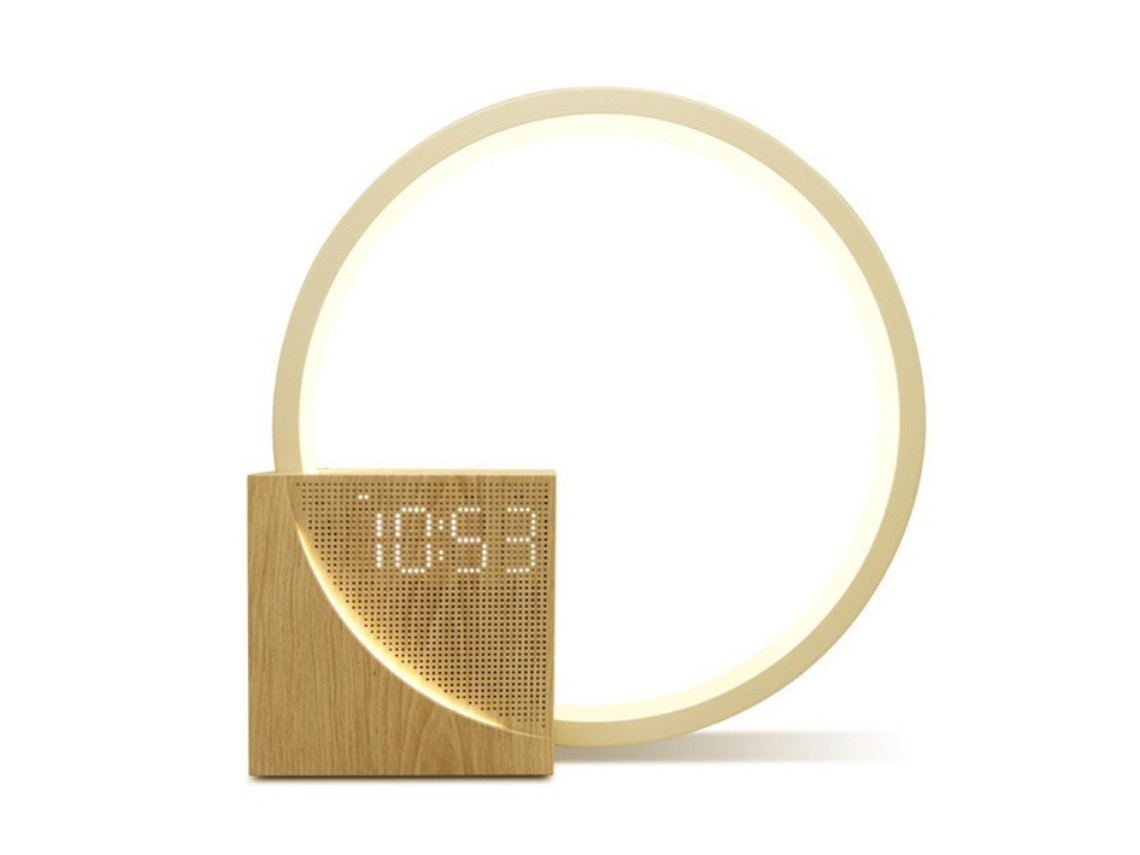 Lámpara De Mesita De Noche Con Despertador, Carga Usb Y Regulador De Intensidad.