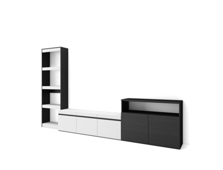 Muebles de Salón para TV 310x186x35cm Para TV hasta 65 Mueble Televisión Blanco y negro