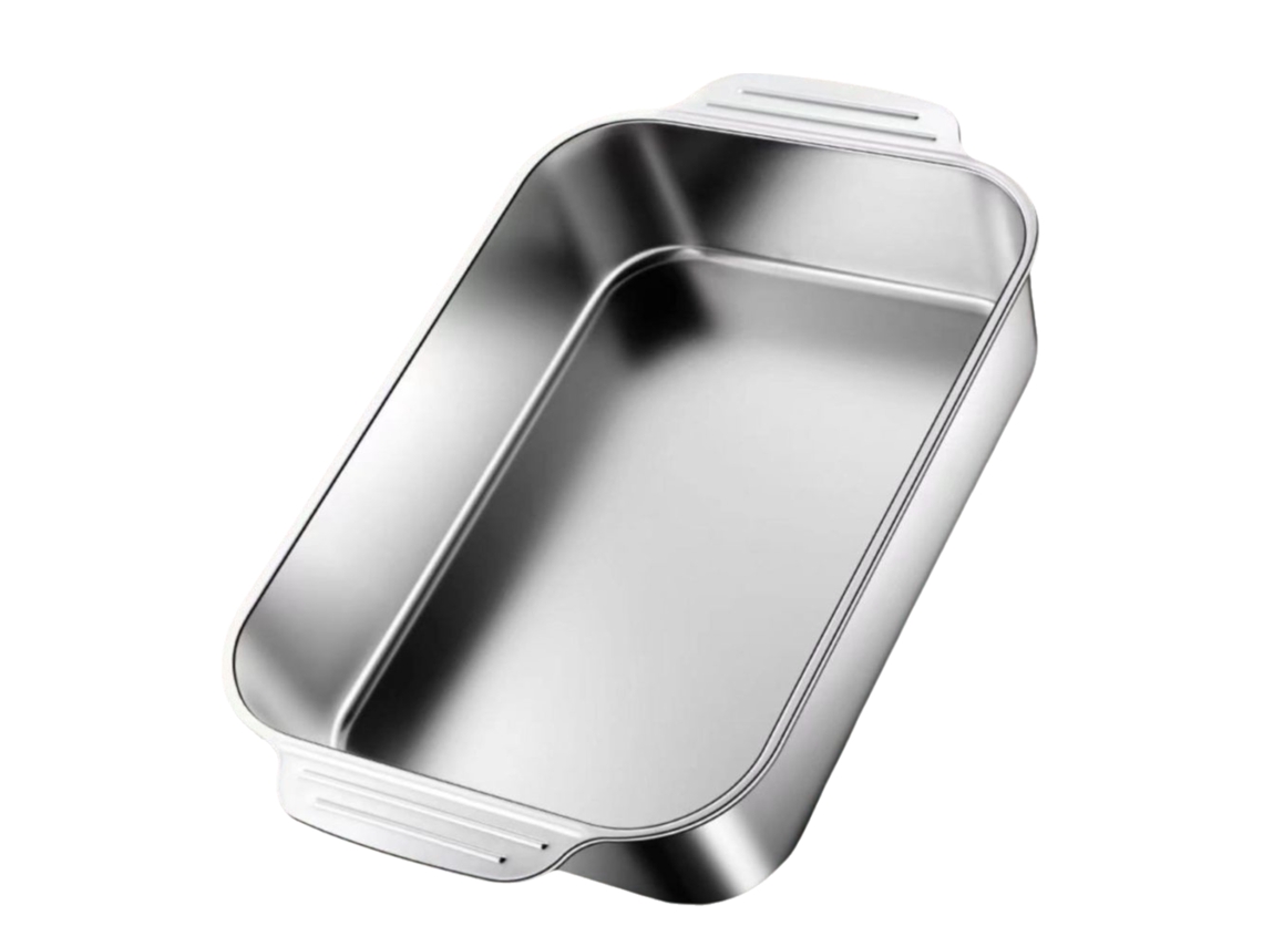 JILLIOPER Bandeja para hornear profunda, bandeja de acero inoxidable resistente y duradera para cocinar y hornear de forma saludable sin revestimiento, extra pr