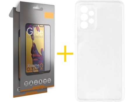 Funda y Protector 2x de Vidrio Full Samsung Galaxy A32 5G SKYHE Silicona Líquida Transparente
