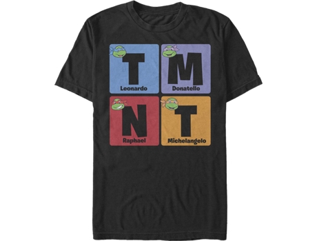 Camisetas Unisex DEEPSTONE TMNT Names Teenage Mutant Ninja Turtles Negro (XXXL)