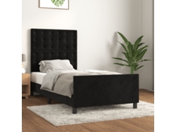 Estructura De Cama Sin Colchón Terciopelo Negro 90x200 Cm