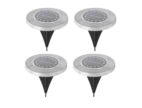 Paquete de 4 luces de disco solares para exteriores, iluminación de paisaje de tierra impermeable para paso de pasarela de jardín