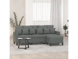 Sofá De 3 Plazas Con Taburete De Tela Gris Oscuro 180 Cm