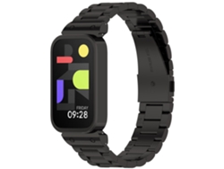Bracelete De Smartwatch Para Xiaomi Smart Band 9 Active Três Contas De Aço Inoxidável Moldura De Relógio De Metal (preto) GERTIZ