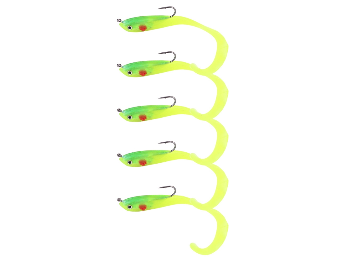 5 Señuelos Artificiales Blandos Para Pesca De Róbalo Con Anzuelo, Aparejos De Pesca So050-1