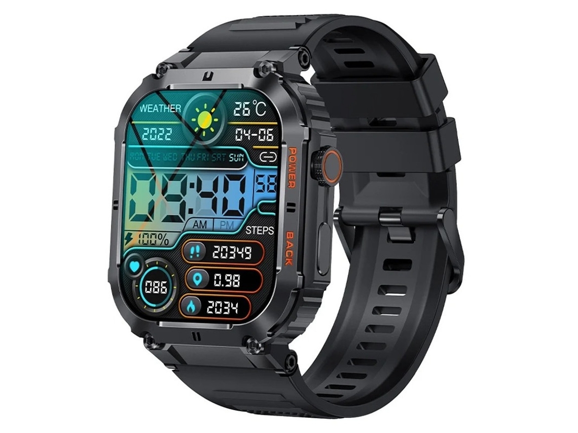 Reloj inteligente militar para hombre, pantalla HD de 1,96 pulgadas, monitor de frecuencia cardíaca y oxígeno en sangre, voz IA, IP67, Yizhood