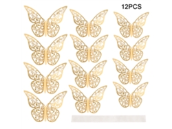 Baok - 12 pegatinas de pared en 3D con forma de mariposa y textura metálica troquelada para decorar salones y dormitorios.