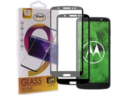 Protector Cristal Templado Motorola Moto G6 Plus HONGWE. Cobertura Completa Negro
