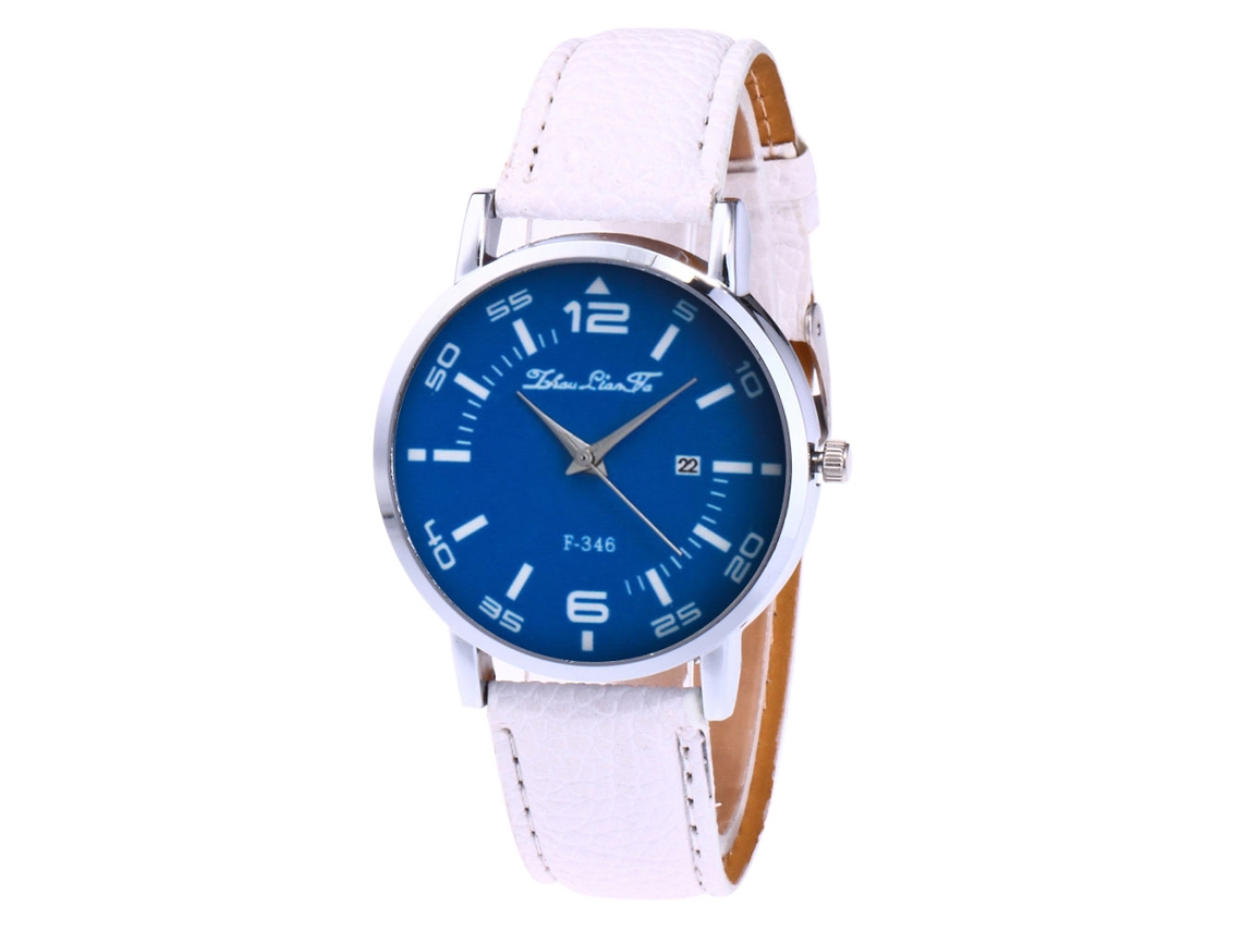 Reloj De Pulsera Analógico De Cuarzo Redondo Unisex Para Hombre Y Mujer, Color Blanco.