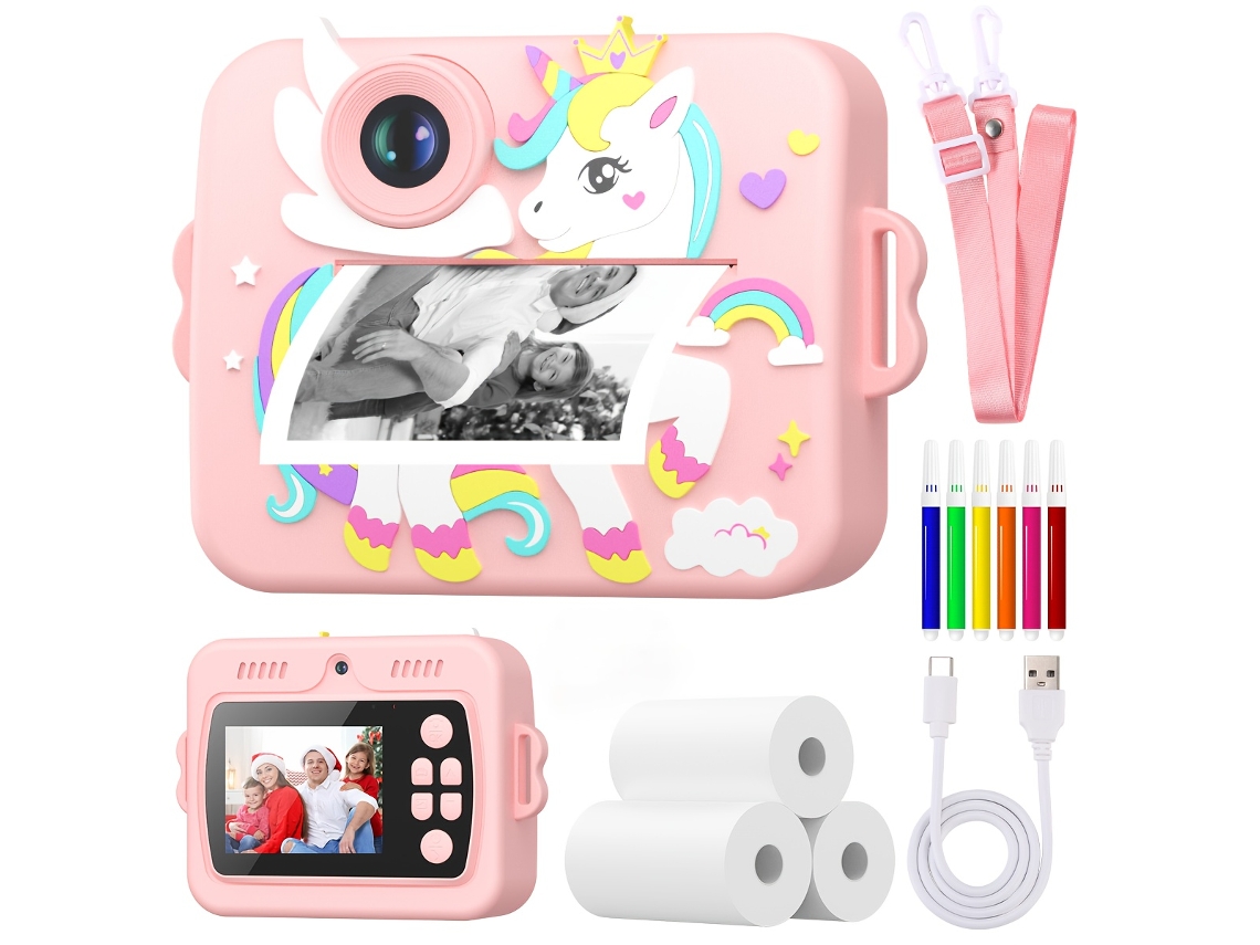 Câmara Digital Eifson Cámara De Impresión Instantánea Para Adolescentes Pantalla De 2,4 Pulgadas Rosa