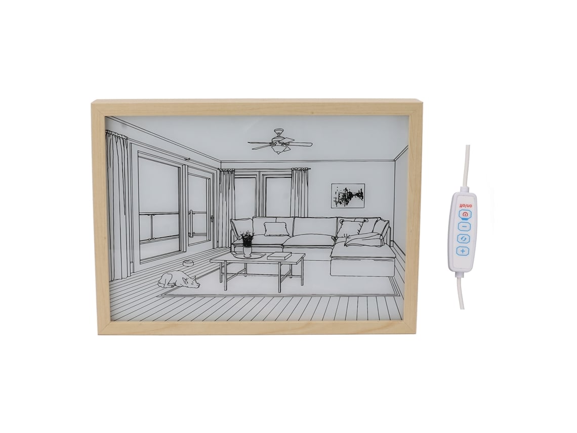 Quadro de parede iluminado com LED Rebe-arte, moldura com luz e sombra, 3 cores, ajustável para quarto e sala de estar, modelo L