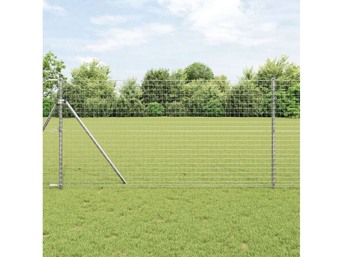 Juego de 7 postes para cerca de acero galvanizado plateado Lovely Home