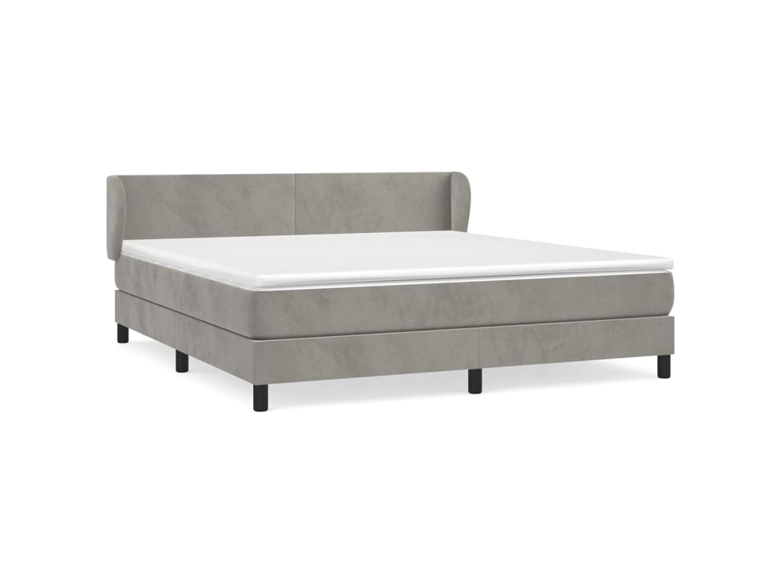 Maison Exclusive - Cama Box Spring Con Colchón Terciopelo Gris Claro 160x200 Cm