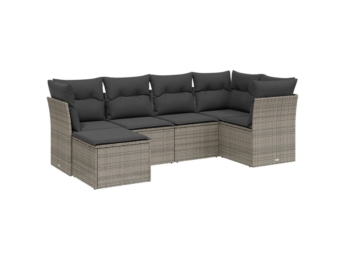 Conjunto 6 de muebles de jardín VIDAXL y cojines ratán sintético gris