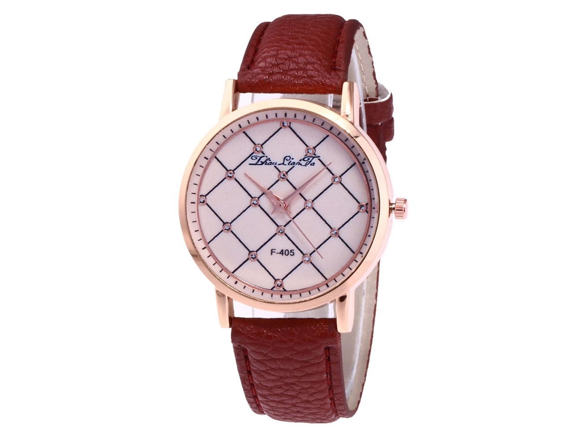 Reloj De Pulsera Informal De Estilo Coreano Para Mujer Con Correa De Cuero Y Movimiento De Cuarzo Marrón F405-a