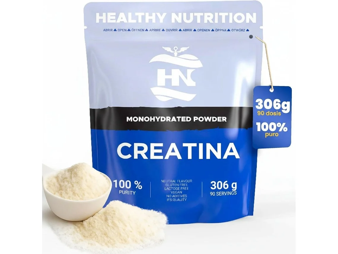 Creatina monohidrato en polvo 306 g Creatina pura sin sabor Suplemento deportivo para el aumento de masa muscular Sin aditivos ni alérgenos Hn (90 porciones)
