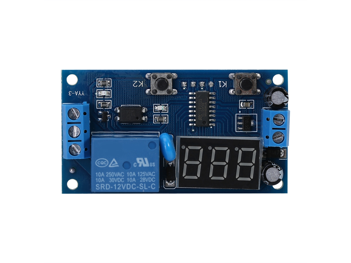 Módulo De Relé Temporizador Ajustable De 12 V Con Ciclo Infinito E Interruptor De Pantalla Led.